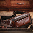 Riñonera de Cuero Genuino para Hombre - Bolso Retro Multifuncional con Cierre de Seguridad