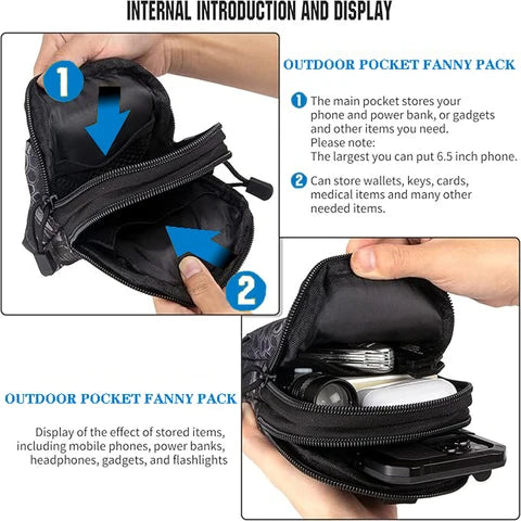 Riñonera Deportiva Táctica EDC con Funda para Móvil - Bolsa de Cintura Unisex
