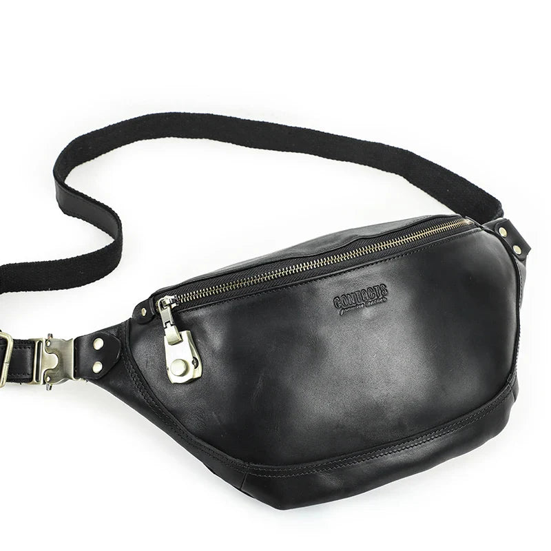 Riñonera de Cuero para Hombre - Bolso de Piel de Vestir Mini Elegante