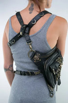 Riñonera Deportiva Vintage Retro Medieval de Cuero - Estilo Steampunk y Gótico para Moto