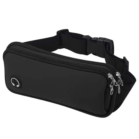 Riñonera Deportiva Unisex Negra para Correr con Funda para Teléfono y Dinero