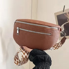 Riñonera Deportiva de Cuero Sintético - Bolso Pecho Cremallera Bordado