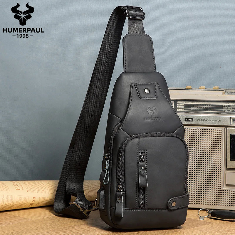 Riñonera de Cuero Genuino para Hombre - Bolso de Piel de Vestir Elegante