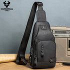 Riñonera de Viaje para Hombre de Cuero Genuino con Puerto USB