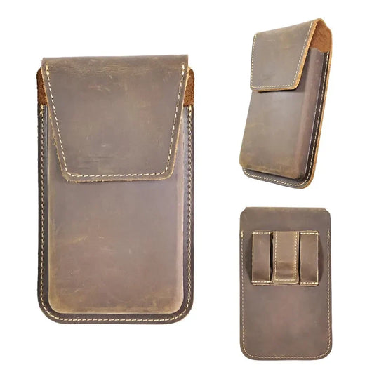 Riñonera de Cuero Vintage para Hombre - Bolso de Piel Grande y Elegante