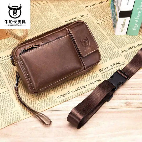 Riñonera de Cuero para Hombre - Bolso de Cintura con Correa Ajustable