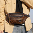 Riñonera Deportiva de Cuero Genuino - Bolsa Pecho Ligera para Hombre y Mujer