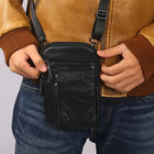 Riñonera Deportiva de Cuero Genuino para Hombre - Bolso Cruzado Pequeño