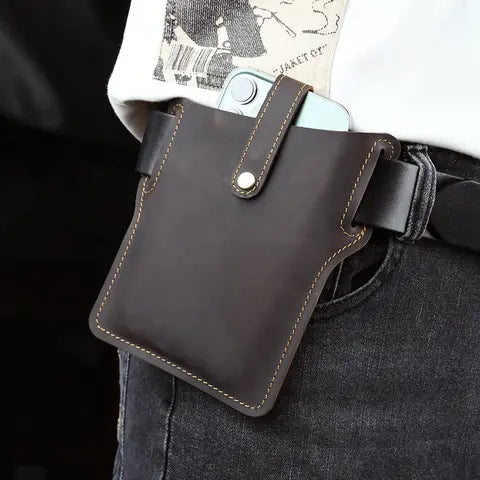 Riñonera Deportiva Crazy Horse - Bolsa para Teléfono Ultradelgada y Retro
