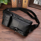 Riñonera Deportiva de Cuero Genuino para Hombre - Bolso Bandolera Ajustable