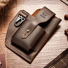 Riñonera de Cuero Genuino Vintage para Hombre - Bolsa de Cintura para Móvil y Llaves