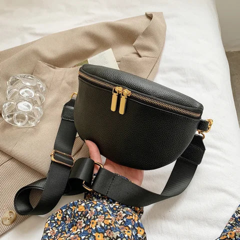 Riñonera Deportiva Mujer - Bolso de Cintura de Piel Sintética Suave, Diseño Simple y Elegante