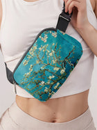 Riñonera Deportiva Ajustable para Running - Estampado Floral Blanco