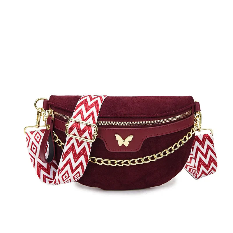 Riñonera de Cuero para Mujer - Bolso Bandolera Ajustable con Cadena Elegante