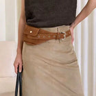 Riñonera Deportiva Mujer: Bolso Cintura PU Ancho Estilo Coreano Retro
