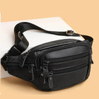 Riñonera Deportiva de Cuero Genuino para Hombre - Bolso Bandolera de Viaje