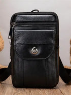 Riñonera Deportiva WESTAL de Cuero Genuino - Pequeña Bolsa Negra para Hombre
