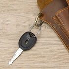 Riñonera Deportiva de Cuero Genuino para Hombre - Bolsa Pequeña con Gancho para Teléfono y Llaves