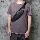 Riñonera Deportiva de Cuero Genuino para Hombre - Bolso Bandolera Multifuncional