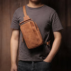 Riñonera de Viaje para Hombre de Cuero Genuino - Bolso Bandolera Vintage de Lujo