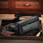 Riñonera de Cuero Genuino para Hombre - Bolso Retro Multifuncional con Cierre de Seguridad