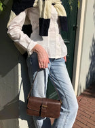Riñonera Mujer Vintage Marrón - Bolso Bandolera Casual de Cintura