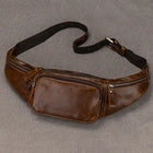 Riñonera Deportiva de Cuero Crazy Horse - Bolsa Cruzada Pequeña para Hombre