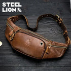 Riñonera Deportiva de Cuero Genuino para Hombre - Bolsa Pechera Casual para Conductor y Uso Diario