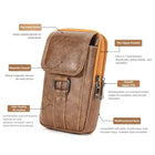 Riñonera Deportiva Impermeable Multibolsillo - Bolsa de Cintura de Piel Sintética con Gancho