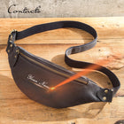 Riñonera de Cuero para Hombre - Bolso de Piel de Vestir Grande y Elegante