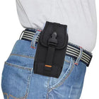 Riñonera Deportiva Hombre Oxford Negra con Doble Cremallera para Teléfono