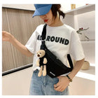 Riñonera Deportiva Mujer con Diseño de Oso - Bolsa de Cintura Casual de Lona