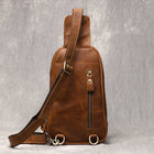 Riñonera de Cuero Genuino Crazy Horse para Hombre - Bolso Bandolera Vintage Retro, Compatible con iPad 7.9 Pulgadas