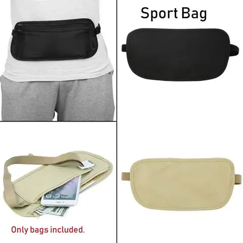 Riñonera Deportiva de Nylon con Cardholder - Negra y Caqui