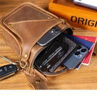 Riñonera Deportiva de Cuero Genuino para Hombre - Bolsa de Cintura para Móvil