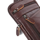 Riñonera de Cuero Genuino para Hombre - Bolso Bandolera Pequeño con Bolsillo para Móvil
