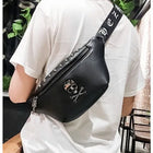Riñonera Deportiva Grande de Cuero con Calavera - Bolsa de Cintura para Hombre