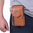 Riñonera Deportiva de Cuero para Hombre, 7.2 Pulgadas, Gran Capacidad, Marrón