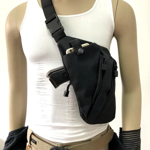 Riñonera Deportiva Táctica Negra - Bolsa Canguro con Compartimento Oculto