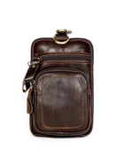 Riñonera Deportiva de Cuero Genuino para Hombre - Bolsa de Cintura Vintage