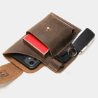 Riñonera de Cuero Genuino Vintage para Hombre - Bolsa de Cintura para Móvil y Llaves
