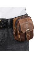 Riñonera Deportiva de Cuero Vintage para Hombre - Bolsa Deportiva Resistente para Exteriores