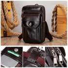 Riñonera Deportiva WESTAL de Cuero Genuino - Pequeña Bolsa Negra para Hombre