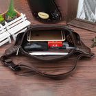 Riñonera Deportiva de Cuero Genuino con Múltiples Bolsillos - Bolsa de Viaje para Hombre