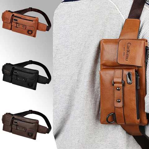 Riñonera Deportiva Hombre - Bolso Bandolera Sintético para Viajes de Negocios