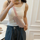 Riñonera Deportiva Mujer - Bolso Pechera de Cuero Sintético con Tachuelas, Bandolera Ajustable para Viajes y Teléfono