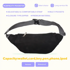Riñonera Deportiva Unisex - Bolsa de Cintura para Viaje y Uso Diario, Negra