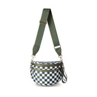 Riñonera de Viaje para Mujer de Nylon - Bolso Cruzado Espacioso a Cuadros Blanco y Negro