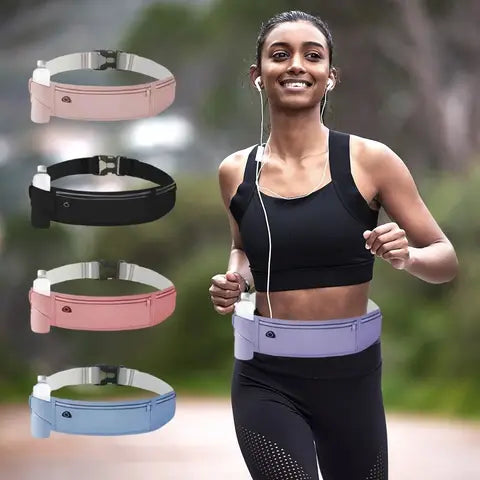 Riñonera Deportiva Impermeable para Correr - Unisex, Negra