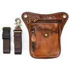 Riñonera Deportiva Vintage de Cuero para Motociclista - Bolsa de Cadera Multifuncional